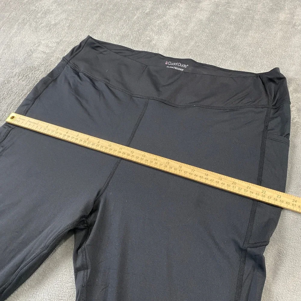 Cuddl Duds Leggings Womens XL Black ClimateCore Active Side Pockets Stretch‎ Gym